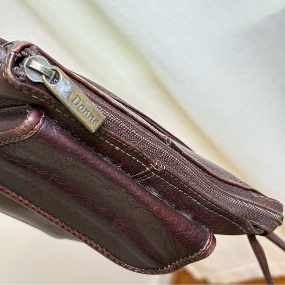 LE DONNE Vintage Genuine Leather Crossbody Bag Purse Minimalist Neutral Boho - Picture 13 of 14